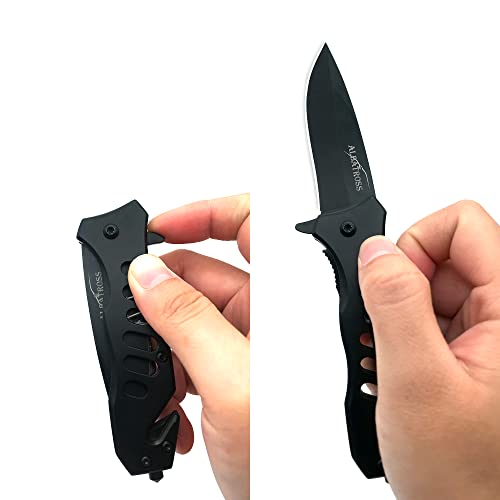 ALBATROSS EDC Cool Sharp Tactical Folding Pocket Knife,SpeedSafe Spring Assisted Opening Knifes with Liner Lock,Pocketclip,Glass Breaker,Seatbelt Cutter - Image 4