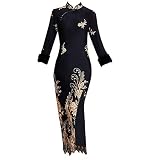 XYW Cheongsam - Filles d'automne et d'hiver Jeune Cheongsam épaissie, Manches Longues à Longues Dames, Robe de Style Chinois amélioré pour Rester au Chaud (Color : #2, Size : XXXX-Large)