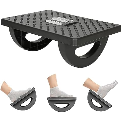 CZZXI Rocking Foot Rest for Under Desk at Work, Comfortable Foot Stool Ergonomic Footrest with Foot Massage Feet Stand for Office & Home - Black Cover