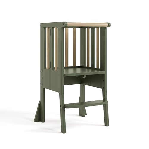 Image of Storkcraft Toddler Standing Tower Kitchen Step Stool, Olive /Driftwood
