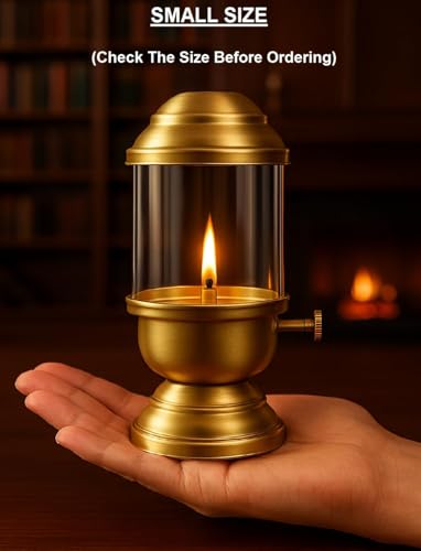 Image of Akhand Diya with Adjustable Wick, Knob, Bati Lifting Screw Lever 75 ml Oil Capacity, Burns Up to 20 Hours for Long-Lasting Pooja (Small)