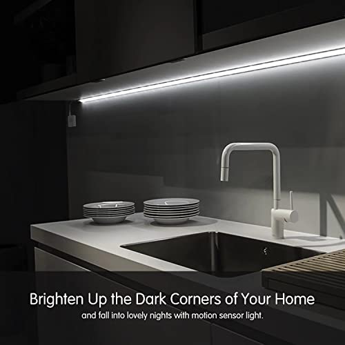 Kucam Rechargeable Under Cabinet Lighting, 2M Motion Sensor Led Light Strip, 6000K Cold White Night Light For Closet, Stairway, Stairs, Counter, Kitchen Cupboard, Bedroom, Bathroom #TOP5