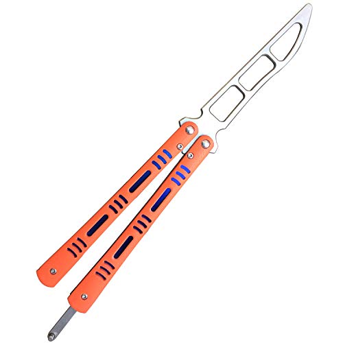 MSgumiho Practice Finger Strength Stick Training Tool with G10 Handle and Stainless Steel Blade Using CNC Process 100% Safe Strong and Durable (Orange)