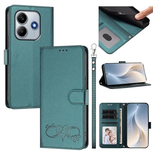 Jiajihua Cover Compatible with Redmi Note 14 4G (164mm) Phone Case【Card Cash Slot Wallet Design Flip Kickstand Drop Protection】 Green
