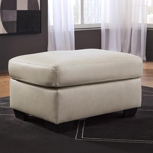 Image of Signature Design by Ashley Leather and Faux Leather Ottoman, Bone