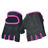 QEXTY Gym Gloves Lifting Gloves Womens Gym Fingerless Gloves Lifting Cross Training Gloves Gewichtheben Training Übung Atmungsaktive Fahrradhandschuhe (Farbe: Rose Red, Größe: S)