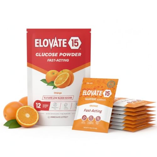 Fast Acting Glucose Powder Packets, Orange – Instant Dissolve, No Water Needed | 15g Pure Dextrose | Waterproof SlimPaks | Made in USA | Gluten-Free (Pack of 12)