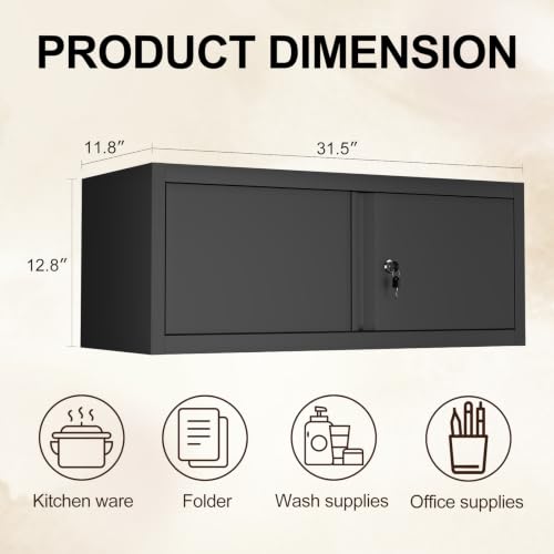 Metal-Garage-Wall-Cabinets13-H-Garage-Storage-Cabinet-Wall-MountedFloating-Storage-Organization-with-DoorsLocking-Hanging-Cabinet-for-RVHome-OfficeWarehouseBlack
