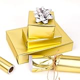 HBell Gold Wrapping Paper Roll,60cm*10m Gold Metallic Wrapping Paper,Perfect for Gift Wrap,DIY Crafts,Birthday,Party,Wedding, Christmas,Baby Shower,Festive Decorations - Image 5