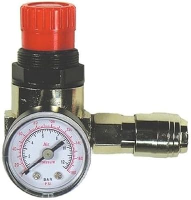 Mecafer 152166 Régulateur Détendeur avec Manomètre et Robinet 1/4 M en Laiton, Finition Brute, Couleur Or