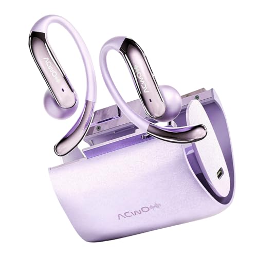 Image of ACwO DwOTS 575 Wireless Open Ear Earbuds, 60H Playtime, ENC Calling, 10mm Drivers, 3 EQ Modes, Fashion Purse Design, IPX5 Water & Sweat Resistant, Bluetooth Earbuds (Iris Purple)