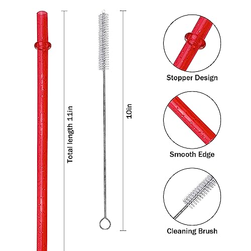 12-Pack Pitillos Reutilizables de Plástico Glitter 11" miniatura 5