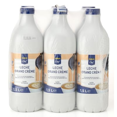 Leche Grand Crème y Especial Hostelería - Entera y Semidesnatada - Pack de 6 x 1,5L | Leche de Galicia | para Hostelería (6 BOLTELLAS 1,5.l., Leche Grand Crème Entera)