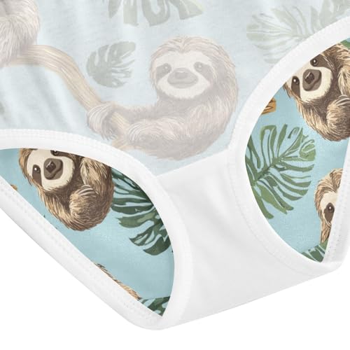 ZZKKO Sloth Tropical Leaf Girls Underwear Toddler Panties for Girls Comfort Brief Size 2-8T4