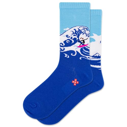HOTSOX Womens Ride the Wave Crew 1 Pair Pack Light Blue Womens Shoe Size: 4-10