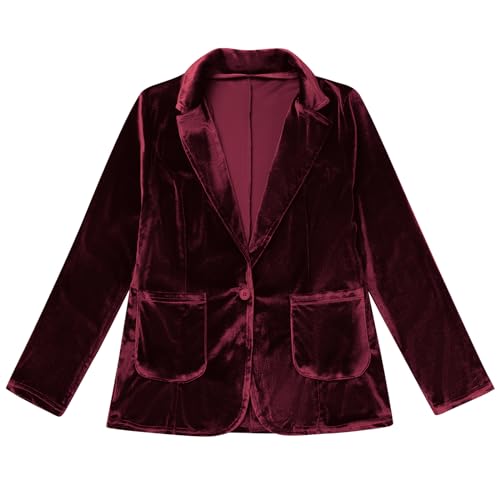 Velvet Blazers for Women Long Sleeve Open Front Button Velvet Blazer Jacket with Pockets4