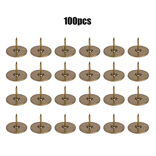 Jenngaoo 100 Stück Polsternägel, Flachkopf Reißnadel Sortimentssatz Möbel Nägel Eisen Künstlerbedarf Zubehör für Tür Sofa Polsterdekoration - Cyan Bronze(19 x 15MM)