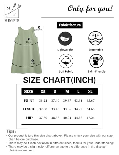 Megfie Womens Summer Crew Neck Sleeveless Open Back Dress Casual Beach Sunshine Cotton Linen Mini Dress thumb #1