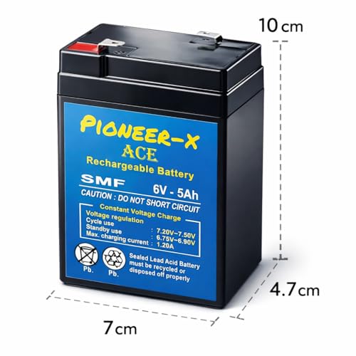Image of PX ACE 6 Volt 5 Ampere Rechargeable AGM-SMF Battery, Calcium Inside for Long Life, 6V 5 Ah