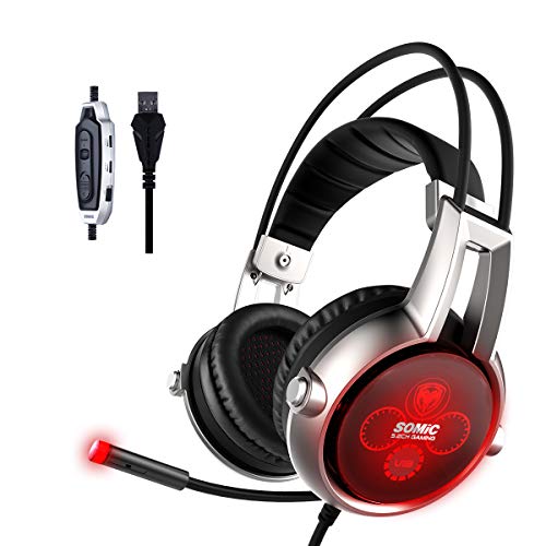 SOMIC E95X Realistic 5.2 Surround Sound USB Gaming Headset Lightweight Over Ear Headphone