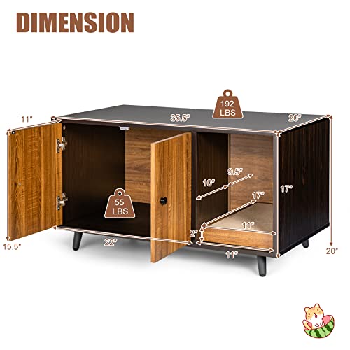 Tangkula Cat Litter Box Enclosure, Cat Washroom W/Divider, Scratching Pad, Metal Leg, Enclosed Cat Box Cabinet Pet House… - Image 4