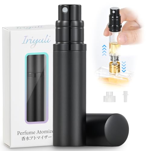 IRIYULI アトマイザー 香水 5ml 漏れない 2重構造 底部充填 簡単入れ替え 小分け容器 持ち運びに便利 詰め替えボトル おしゃれ 男女兼用 噴霧器 (ブラック)
