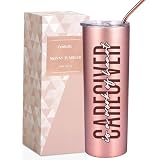 Onebttl Caregiver Gift for Women - Thank You Appreciation for Social Workers Therapists - 'A Work of Heart' 20 oz Rose Gold Insulated Tumbler