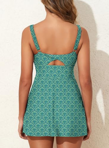 Image of Aleumdr One Piece Swimdress Swimsuit for Women Tummy Control Split Swim Dress Skirt Bathing Suit with Pockets