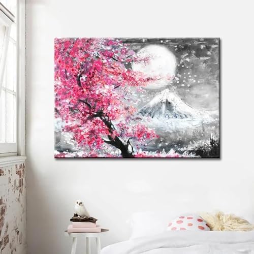 Paysage aquarelle de fleurs de cerisier déco zen pour chambre à coucher
