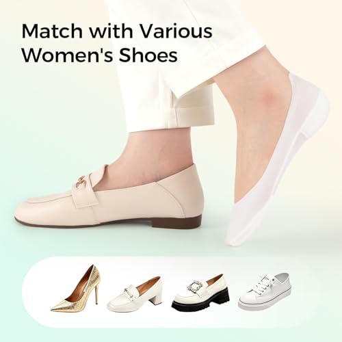 Image of Heatuff 7 Pairs No Show Socks Womens Cushioned Non Slip Low Cut Invisible Liner Footies Socks for Flats Loafers