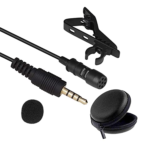 Image of Planetoid Lapel Microphone Omnidirectional Coller Mic with Carrying Pouch for Recording with Clip-on for Bloggers and Vloggers-(1 Meter, Black)