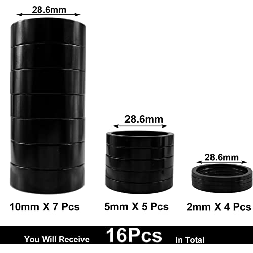 Nepidovs 16Pcs Bicycle Headset Spacer Bike Handlebar Stem Spacers Threadless Aluminum Alloy Headset Stem Spacer Set Fit 1 1/8-Inch Stem For Mtb Bmx Mountain Road Bikes Cycling 2Mm 5Mm 10Mm (Black) #TOP1