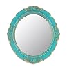 Eaoundm 13.1 x 14.8 inchs Decorative Wall Mirror,Vintage Hanging Mirrors for Bedroom Living-Room Dresser Decor Oval Blue Plastic Frame