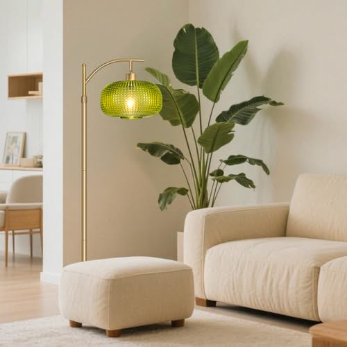 Image of Modern Floor Lamp for Living Room, Mid Century Standing Lamp Green Shade