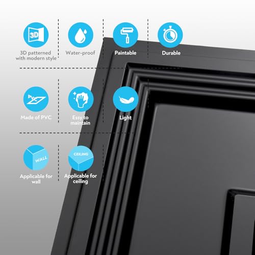 STICKGOO Black Drop Ceiling Tile 2ft x 2ft, Ceiling Panel High-Grade PVC Coverings 24 x 24in - 12 Pack Cover 48 Sq. Ft by STICKGOO - Image 7