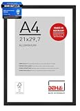 DEHA Design Bilderrahmen, 21 x 29,7 cm (A4), Aluminium, Schwarz...