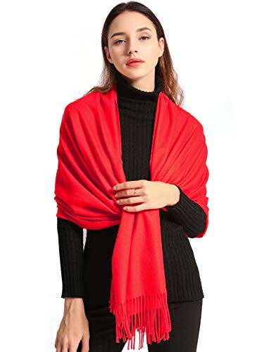 EASE LEAP Sciarpa Donna Pashmina Calda Lungo Invernale Trama Stile Elegante Di Soft 200 * 70cm(Rosso)