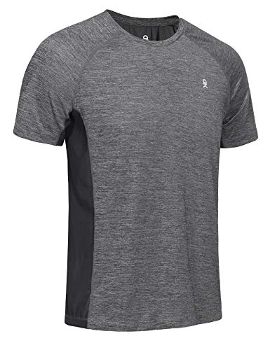 Little Donkey Andy Men's Quick Dry Running Workout T-Shirt, UV Protection Short Sleeve Athletic Tee Black XL