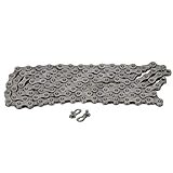 SPYMINNPOO F90 Mountain Road Folding Bike Chain Steel with Excellent Workmanship for Mountain Bike Road Bike HEV Folding Bike, Steel Chain for 9 Flywheels (Silver) (Silver Black)