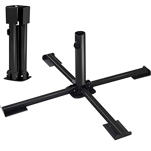 Crystals Large Metal Foldable Cross Parasol Base Stand Patio Garden Umbrella Base, Black (Foldable)