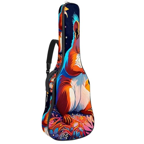 Housse guitare acoustique colorée : l'élégance du motif écureuil pour protéger votre instrument