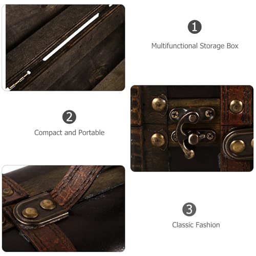 Valise boîte à trésor portable en bois avec coffre de rangement - 4