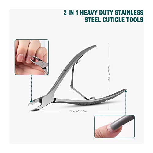 Bezox Cuticle Trimmer With Cuticle Pushers – 2 In 1 Heavy Duty Stainless Steel Cuticle Tools - Cuticle Cutters And Nail Pusher With Anti-Slip Handle And Sharp Blade – 6Mm Jaw #TOP1