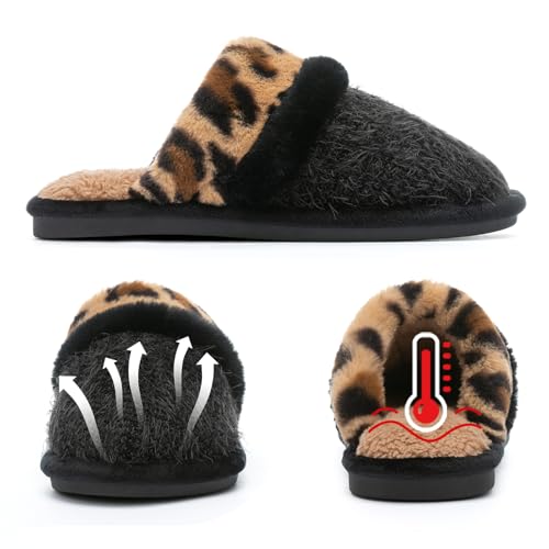 Image of GOEWY Cozy Slippers for Women Indoor and Outdoor Fuzzy House Shoes with Memory Foam Anti-Skid Sole Gifts for Women Mom Ladies