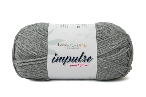 Image of WOAFashions Impulse Hand Knitting & Crochet Yarn, Premium Acrylic, 4 : Medium (Grey) (3x100gms / 3.5oz / 200mtr / 218yds)