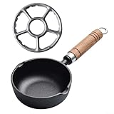 Mini-Bratpfanne aus Gusseisen für heiße Milch und Eier, hervorragende Haltbarkeit, für verschiedene Kochtechniken (11 x 4 cm + Gestell)