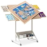 Becko US 1500 Pieces Tilting & Rotating Jigsaw Puzzle Table with Drawers & Cover, Foldaway & Portable Puzzle Board with Tilt & Height Adjustments, Easy to Move, for 1500 Pieces Jigsaw Puzzles