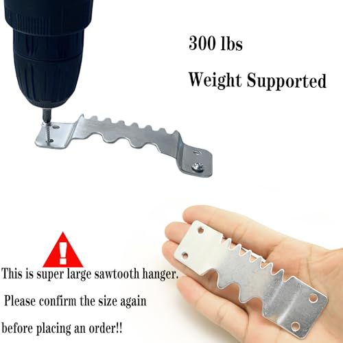 Image of DZS ELEC 6PCS Large Sawtooth Hangers with 24 Screws Metal D Ring Invisible Hooks Painting Hanging Accessories Sawtooth Picture Hangers for Heavy Duty Clocks Large Picture Frames Chalkboards