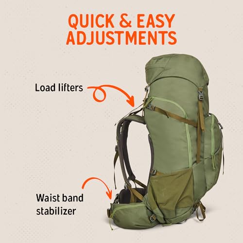 Image of Kelty Asher Backpack, Daypack to Multi-Day Backpacking Capacity, Hiking, Lightweight Travel Pack, Internal Frame (85L Winter Moss)