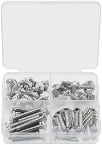 Wall Plate Screws, 100 pcs White Outlet Screws 6-32 Thread Light Electrical Cover Panel Switch Plate Screws 4 Length Assorted Sizes (3/8", 1/2", 3/4", 1 inch)